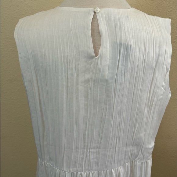 Alfani Pleated Midi Desert Breeze White Tiered Sleeveless Dress L - Picture 6 of 13